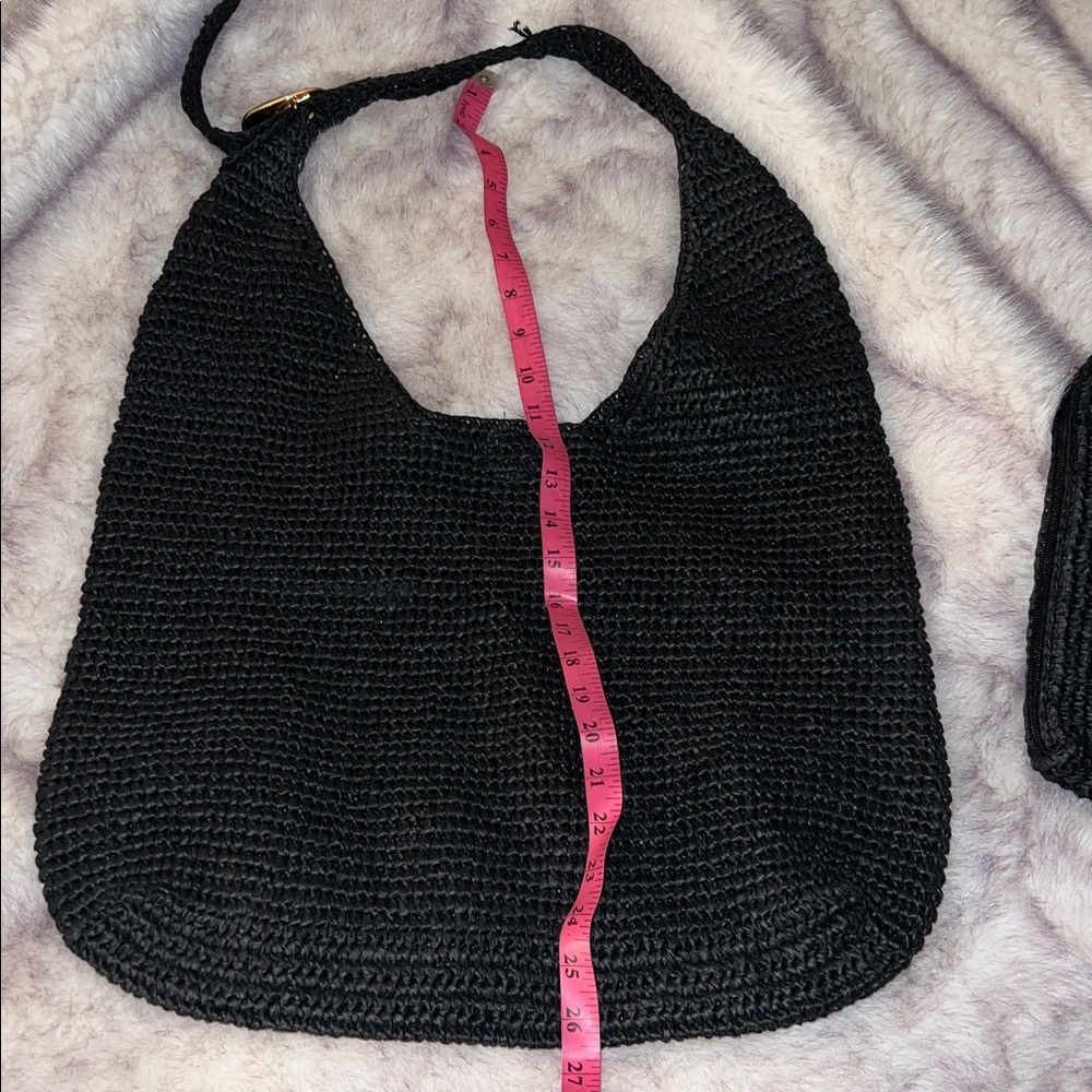 Anthropologie The Love Knot Slouchy Bag: Raffia Buckle Edition Black - Picture 13 of 17